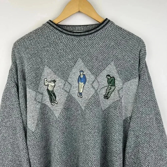 Vintage Golf Sweatshirt with Iconic Embroidered Motifs Grand Slam 90s - Picture 2 of 7